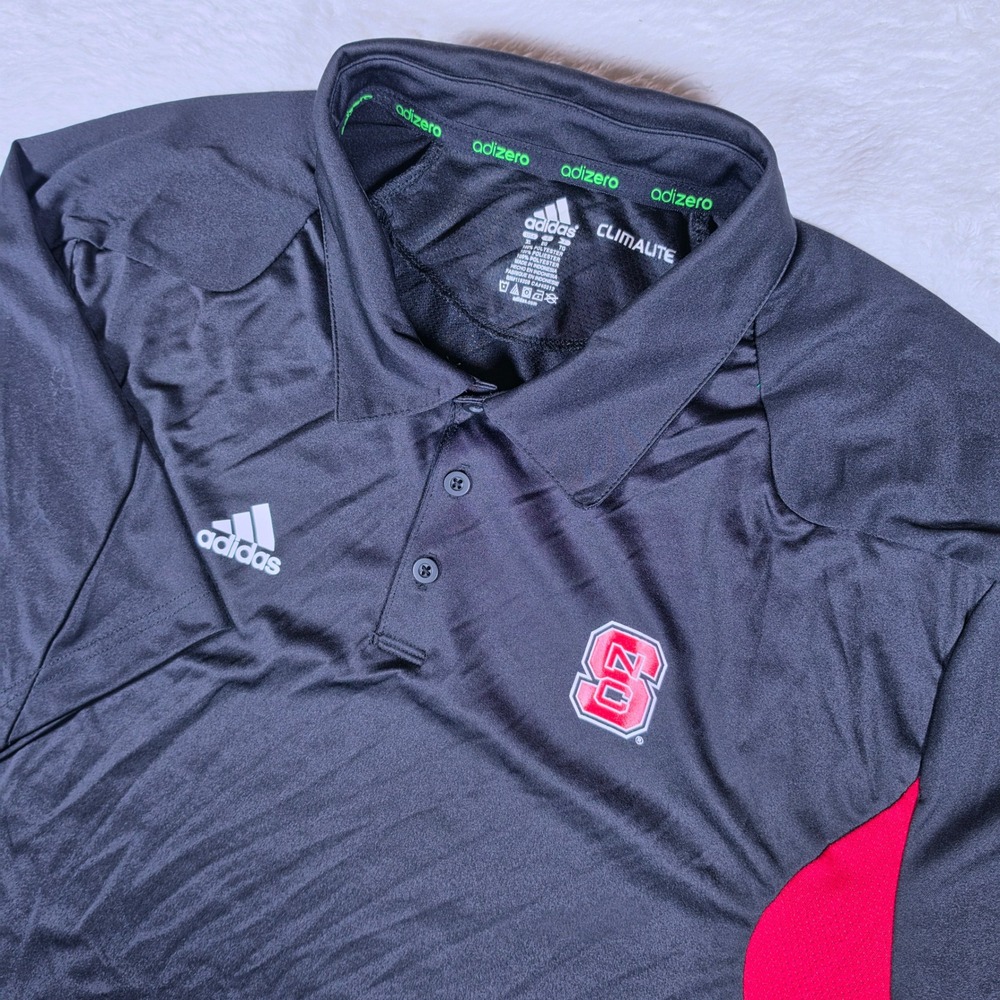 NEW Adidas Adizero NC State Wolfpack Mens XL Black s/s Button up Polo 1929A 11